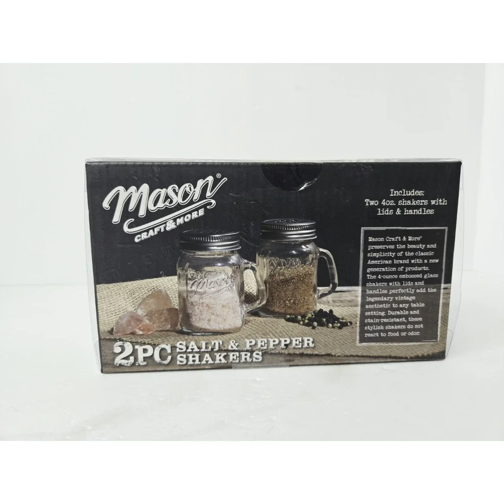 Mason Craft and More Jar Salt and Pepper Shakers NEW clear‎